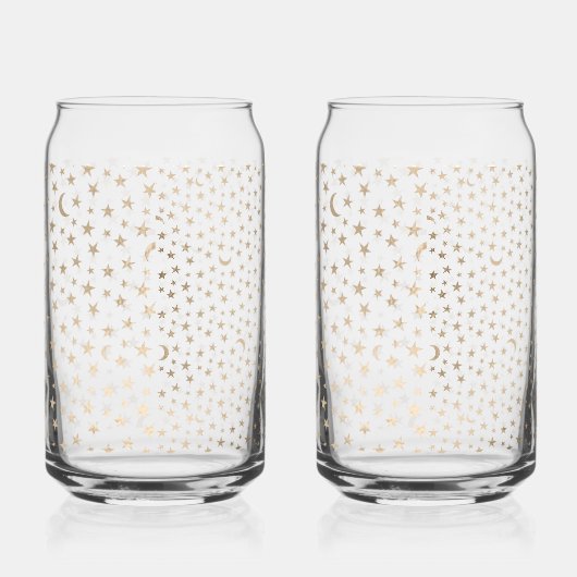 Gouden Maan en Sterren Nachthemel Blikvorm Glas (Links)