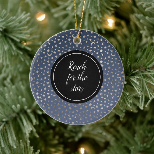 Gouden Maan en Sterren Nachthemel Keramisch Ornament (Boom)