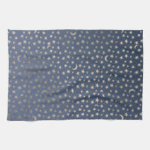 Gouden Maan en Sterren Nachthemel Theedoek (Horizontaal)