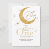 Gouden Maan en Sterren Ruimte 1e Verjaardagsfeestj Kaart (Voorkant)