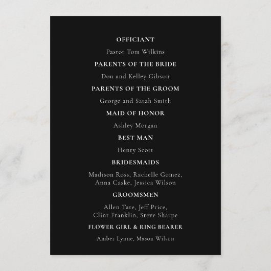 Gouden Maan Fases Huwelijksprogramma Programmakaart (Achterkant)