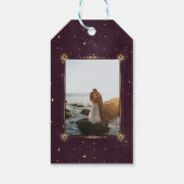 gouden maan hemelsnaam, red de datumfoto cadeaulabel (Achterkant)