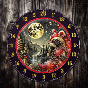 Gouden Maan Hoogtepunten Bold Red Raccoon Dartbord