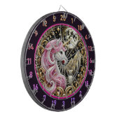 Gouden Maan Hoogtepunten Majestueuze Roze Eenhoorn Dartbord (Voorkant Links)