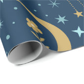 Gouden Maan met bloemen en wolken Cadeaupapier (Rol Hoek)