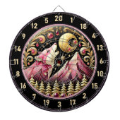 Gouden Maan Omhelst De Elegantie Van Roze Wolf Dartbord (Voorkant)