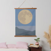 Gouden Maan over rustige bergen Hangend Wandkleed (Slaapkamer)