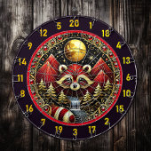 Gouden maan schijnt op rode wasbeer dartbord