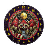 Gouden maan schijnt op rode wasbeer dartbord (Voorkant)