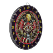 Gouden maan schijnt op rode wasbeer dartbord (Voorkant Links)