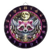 Gouden Maan Schijnt Op Roze Wasbeer Dartbord (Voorkant)
