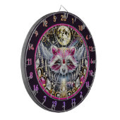 Gouden Maan Schijnt Op Roze Wasbeer Dartbord (Voorkant Links)