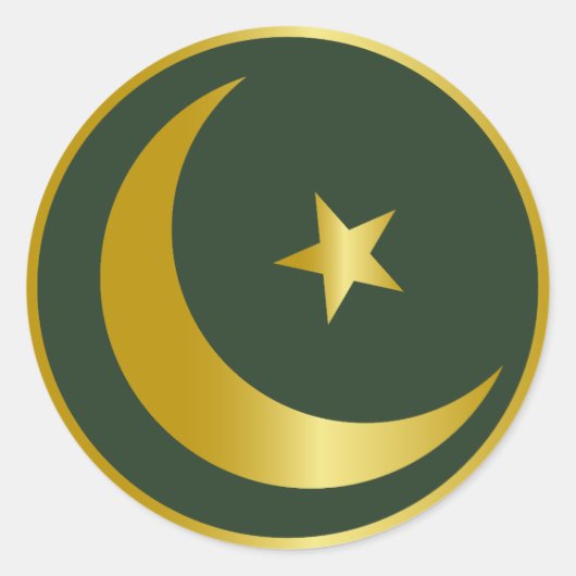 Gouden Maan & Sterontwerp Ronde Sticker (Voorkant)