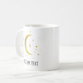 Gouden Maan & Sterren Aangepaste Tekst Hemels Koffiemok (Voorkant links)
