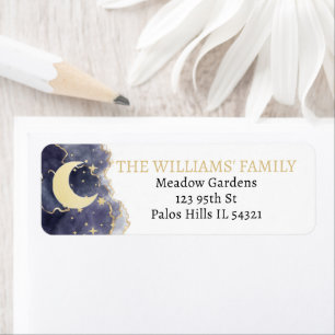 Gouden maan sterren baby shower retouradreslabels etiket
