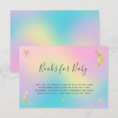 Gouden Maan Sterren Regenboog Breng een Boek baby  Informatiekaartje (Voorkant / Achterkant)