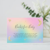 Gouden Maan Sterren Regenboog Breng een Boek baby  Informatiekaartje (Staand voorkant)