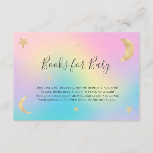 Gouden Maan Sterren Regenboog Breng een Boek baby Informatiekaartje