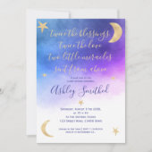 Gouden maan sterren roze waterverf tweeling babysh kaart (Voorkant)