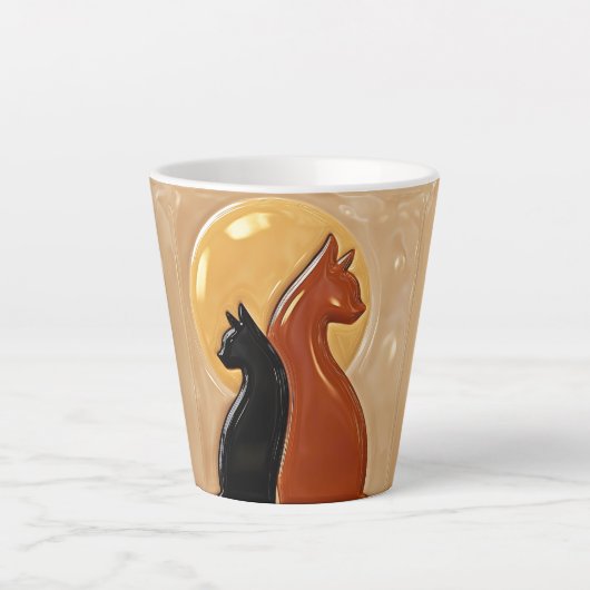 Gouden Maan Tweelingkatten  Latte Mok (Voorkant)