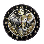 Gouden maan verlicht de majesteit van de witte oli dartbord (Voorkant)
