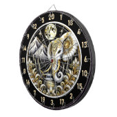 Gouden maan verlicht de majesteit van de witte oli dartbord (Voorkant Rechts)