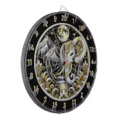 Gouden maan verlicht de majesteit van de witte oli dartbord (Voorkant Links)
