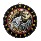 Gouden Maan Verlicht Lone White Wolf Dartbord (Voorkant)