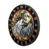 Gouden Maan Verlicht Lone White Wolf Dartbord (Voorkant Rechts)