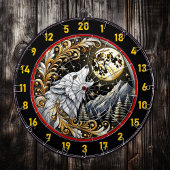 Gouden Maan Verlicht Lone White Wolf Dartbord