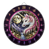Gouden Maan Verlicht Roze Eenhoorn Elegantie Dartbord (Voorkant)