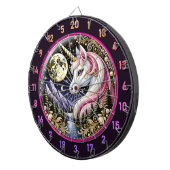 Gouden Maan Verlicht Roze Eenhoorn Elegantie Dartbord (Voorkant Rechts)