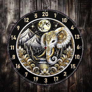 Gouden Maan Verlicht Wit Olifant Majesteit Dartbord
