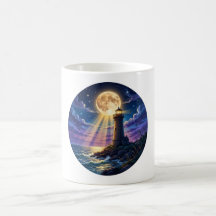 Gouden Maan Vuurtoren Zeegezicht Koffiemok