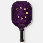 Gouden Maanfasen Paarse Sterren Persoonlijk Pickleball Paddle (Voorkant)