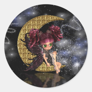 gouden maankeboeien schattige fee ronde sticker
