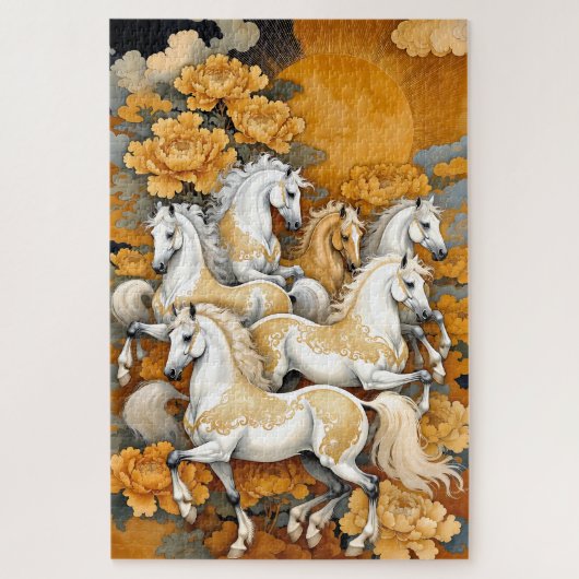 Gouden Maanpaarden – Aangepaste Fotopuzzel (1014 s Legpuzzel (Verticaal)