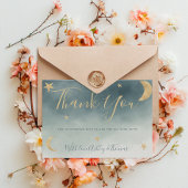 Gouden maansterren blauw foto dank u baby shower bedankkaart