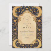Gouden Maanverlichte Barokbruiloft Save The Date (Voorkant)
