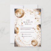 Gouden Maanverlichte Hemelse Bruiloft RSVP Kaartje (Voorkant)