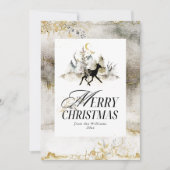 Gouden Magic Forest Bloemen Foto Kerstmis Feestdagenkaart (Voorkant)