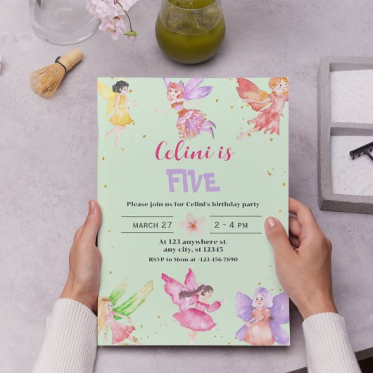 Gouden Magische Fee Verjaardag Uitnodiging