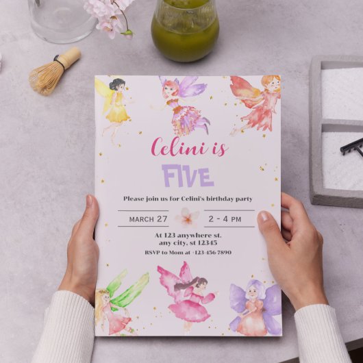 Gouden Magische Fee Verjaardag Uitnodiging