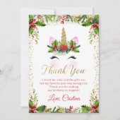 Gouden Magische Kerst Eenhoorn Bedankkaart Kaart (Voorkant)