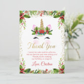 Gouden Magische Kerst Eenhoorn Bedankkaart Kaart (Staand voorkant)