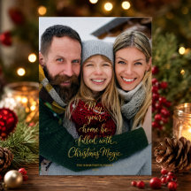 Gouden Magische Kerst Twee Familie Foto Vakantie