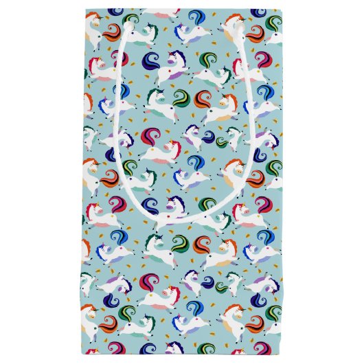 Gouden Magische Ster Regenboog Eenhoorn Klein Cadeauzakje (Voorkant)