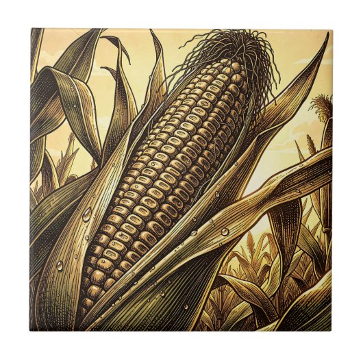 Gouden Maiskolvenoogst Tegeltje (Voorkant)