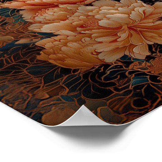 Gouden Maitreya Boeddha Roze Bloemen Illustratie Poster (Hoek)