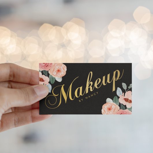 Gouden make-up artiest kalligrafie Waterverf Bloem Visitekaartje